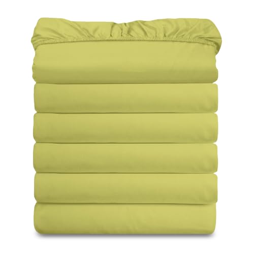Elegant Comfort Ultra Soft Bulk Pack of 6 Bottom Fitted Sheets - 1500 Premium Hotel Quality Microfiber 6 Pack Fitted Sheets - Deep Pockets up to 16 Inches, Twin Size, Pistachio Green