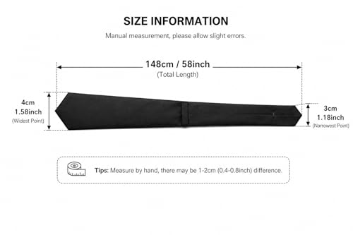 Image of JEMYGINS 1.58 inch Black Tie Silk Skinny Ties for Men Slim Necktie(4cm)