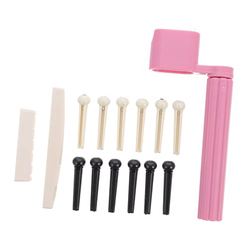 Toyvian Essential Guitar Accessories 15-piece Set Including Saddle Nut Winder Bridge Pins and String Pegs for Maintenance Random