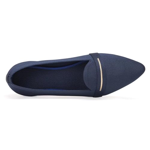 Image of Frank Mully Women's Casual Loafer Flats Slip On Loafer Shoes Comfortable Knit Flat Shoes Classics Pointy Toe Loafer Flats,for Work,Travel