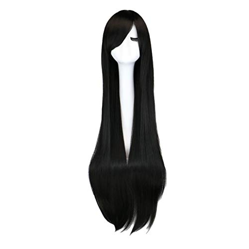 Long Straight Cosplay Wig Black Purple Black Red Pink Blue Dark Brown 100 Cm Synthetic Hair Wigs - Afbeelding 3