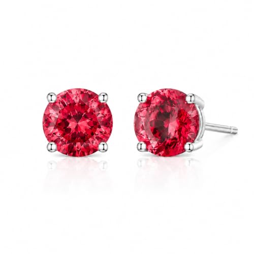 925 Sterling Silver Red CZ Stud Earrings for Women Birthstone Jewelry - image 1