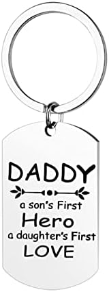 ilasif Keychain for Father Daddy a Son’s First Hero a Daughter’s First Love from Son Daughter Keychains
