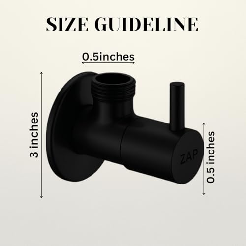 Image of ZAP Solid Brass Angle Valves in Matte Black - Pack of 4 | Includes Wall Flange | Suitable for Tap, Jet Spray, Shower & Geyser