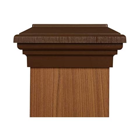 6x6 Post Cap (5.5") (Case of 6) | Brown Flat Top Newell Style Square Top for Outdoor Fences, Mailboxes & Decks Cover