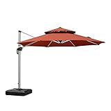 PURPLE LEAF 11 Feet Patio Umbrella Outdoor Round Umbrella Large Cantilever Umbrella Windproof Offset Umbrella Heavy Duty Sun Umbrella for Garden Deck Pool Patio, Brick Red