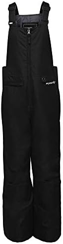 SkiGear Kids Insulated Snow Bib Overalls, Black, Medium