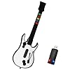 NBCP Wireless Guitar for PC – 2.4G USB Guitar Hero Controller for Clone Hero, Guitar Hero III/World Tour/Rock Band Games – Plug & Play, White