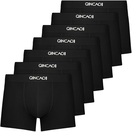 QINCAO Boxershorts Herren 7er Pack aus Baumwolle | Upgrade Unterhosen Männer Geschenkbox-Set | Extra weich, atmungsaktiv & Bequeme Passform