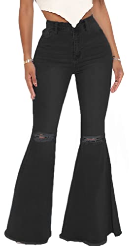 Lachmose Jeans Acampanados para Mujer, Rasgados, de Cintura Alta, clásicos, Acampanados, Espalda: 261 g, Medium