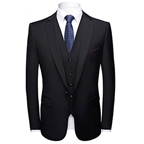 Completo da Uomo Casual da Lavoro Solido con Risvolto a Visiera, Gilet Sottile, Pantaloni Piatti, Sposo da Sposa, Set da 3 Pezzi 921 L