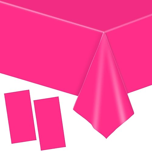 2 piezas 137*274cm Mantel Desechable con Rosa Brillante,Mantel de Plastico Rectangular Impermeable y Antimanchas,Decoración de Mesa para Cumpleaños Infantil,Exterior Jardin,Fiesta,Bodas,Navidad