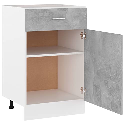 Mogou Schubunterschrank, Küchenunterschrank, Küchenschränke, Küchenmöbel, Unterschrank, Kitchen Furniture, Betongrau 50x46x81,5 cm Spanplatte - Image 6