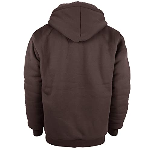 Facitisu Men's Casual Thick Fleece Sherpa Lined Heavyweight Hooded Jacket Coat Athletic Sweatshirts Coffee Small #TOP1