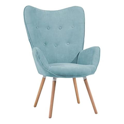 Butaca nórdica acolchada con patas de madera Cover