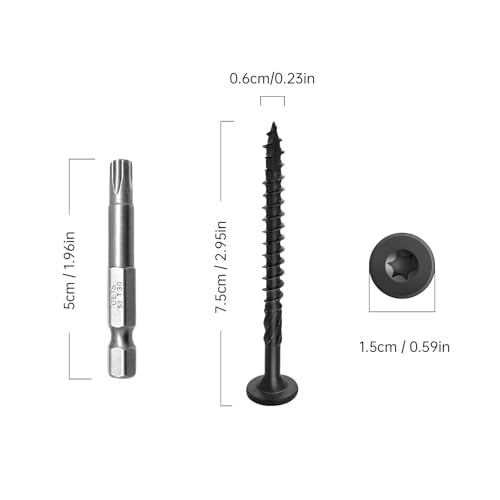 3 inch deck screws 50pcs heavy-duty structural wood screws rust resistant timber screws for timberloglandscaping wood t30 star bit 14 x 3