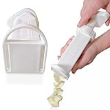 Max Space Quik Seal Butter Mill - Room Temperature Spreader, Better Than a Dish, Squeeze Dispenser With Attached Seal - Dishwasher Safe (All White)