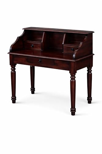 Image of Sheesham Wood Study Table with 3 Drawers Storage for Study Room Home and Office (Assemble- Do It Yourself) Color -Mahoghany Brown Finish (moghny)