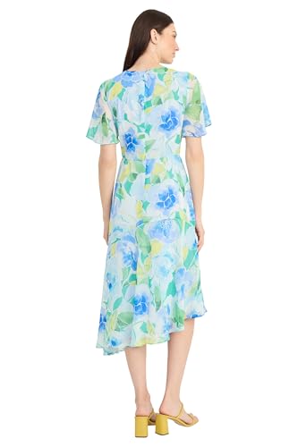 Image of Maggy London Women's Maggy London Women's Dresses Short Flutter Sleeve Fit and Flare Dress with Asymmetric Hem Tier