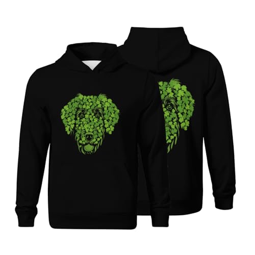Kids St Patricks Day Cute Puppy Dog Boys Girls Lightweight Kangaroo Pocket Fleece Hoodies