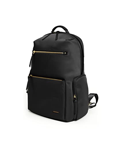 MOKOBARA The Bliss Backpack | 14 Inch Padded Laptop Compartment 21L Capacity Water Resistant Nylon & Vegan Leather Trims | Adjustable Straps Multiple Pockets | Black Crypto