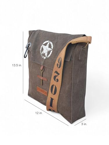 Image of The House of tara Sturdy Cotton Canvas Messenger Bags for Men and Women | With two Magnetic Snap Buttons Flap Closure, Adjustable Body Strap & Multiutility Lobster Hook (Brown)