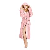 HEARTNICE Bata de forro polar con capucha para mujer, L-XL