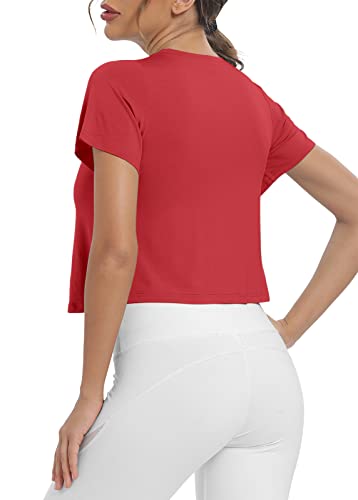 Mippo Workout Crop Tops for Women Short Sleeve Yoga Shirts Athletic Running Cropped Tank Tops - Image 3