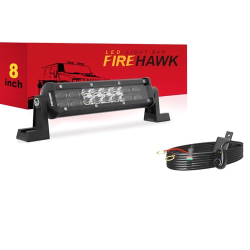 Firehawk LED Light Bar 8 Inch 30 000LM 2026 New Japanese L-A-B Chips Spot Flood Combo Beam Driving Off Road Fog Work for Truck Pickup ATV UTV SUV Cart IP68 Waterproof with 12V Wiring Harness kit