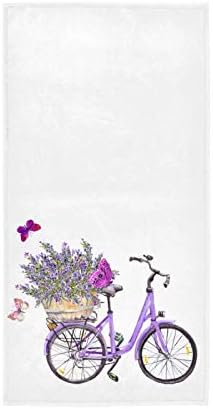 Summer Spring Lavender Butterflies Soft Hand Towels 16x30,Decorative Purple Lilac Floral Watercolor Fingertip Kitchen Dish Towels Washcloth for Bathroom, Hotel, Gym and Spa