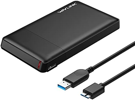 WAVLINK USB 3.0 to SATA External Hard Drive Enclosure for 2.5 Inch SATA I/II/III/HDD/SSD, Support UASP & 2TB Drives (Black)