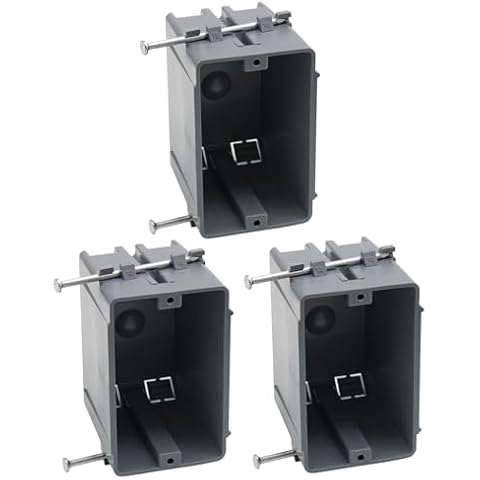 YQSIYU 1-Gang Deep Outlet Box 18 Cu.in.PVC New Work Box,Electrical Outlet Boxes are Secured with Nails，Plastic Outlet Box with ETL(3Pack) Cover
