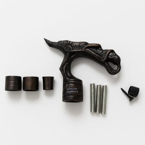 Antique Brass Walking Stick Handle – Dragon Head Cane Grip with Fitting Accessories | Vintage Style Replacement Handle for Wooden Canes & Sticks