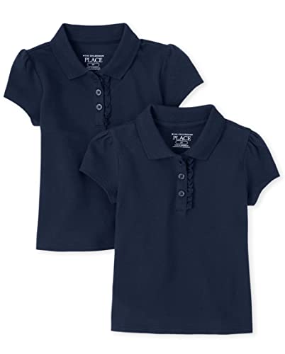 The Children's Place Girls' Toddler Mulipack Short Sleeve Ruffle Pique Polos