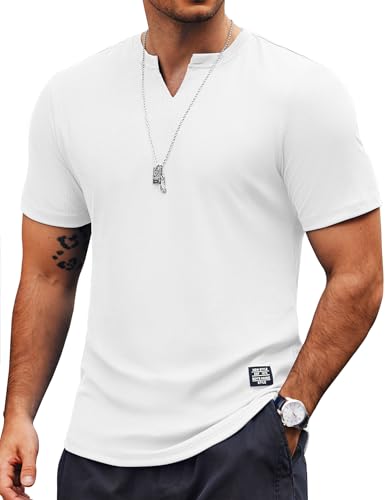 COOFANDY Mens Muscle T-Shirts V-Neck Slim Fit Workout Shirt Short Sleeve Longline Gym Athletic Tee Shirts