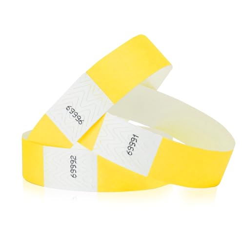 500 WristCo Pantone Yellow Tyvek Wristbands for Events - Comfortable Tear Resistant Paper Bracelets ID Wrist Bands for Concerts Festivals Admission Party Identification