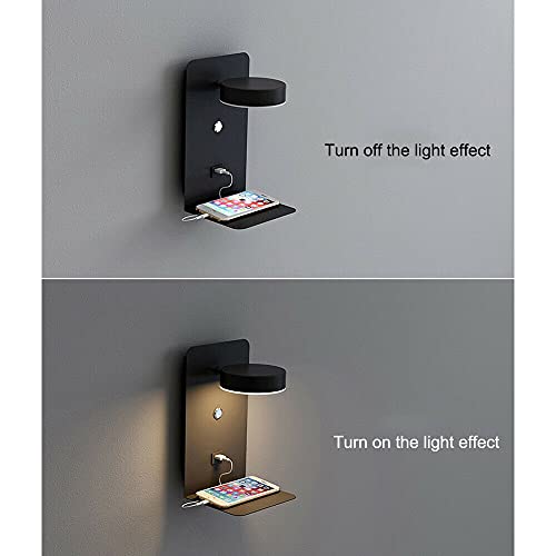 Applique de lecture noire orientable à interrupteur et chargeur USB intégré