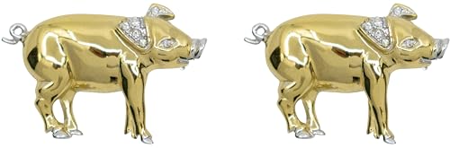 Image of Set of 2 Brooch Lapel Pins With Rhinestones