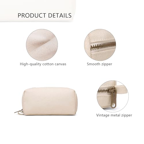 Image of Pencil Case Cotton Canvas Pen Pouch Bag, Lightweight and Stylish Ideal for Organizing Stationery (Beige)