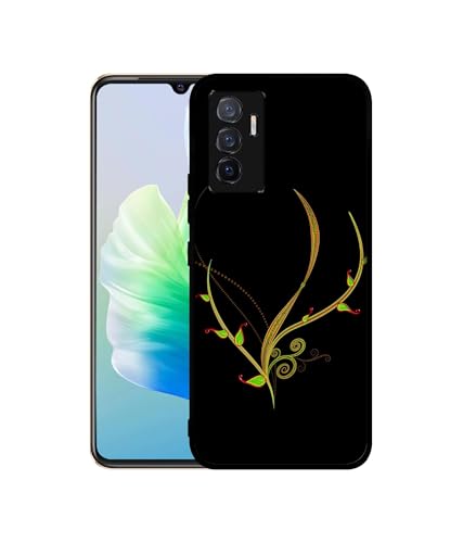 Image of Yellow Pattern Design Premium 2D Printed Metal Back Case Cover for Vivo V23E 5G / Y75 4G
