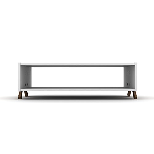 Ht Design Kipp Cross Legs Wooden Frame Rectengular Coffee Table For Living Rooms With Interior Shelving, Walnut/White #TOP3
