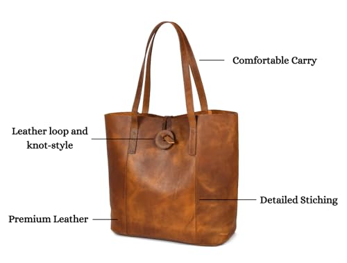 Image of Genuine Leather Tote Bag | Handbag | Shopper Purse Shoulder Bag