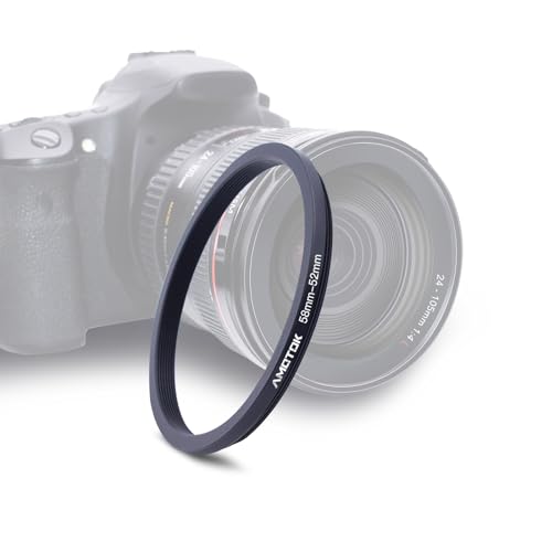 58mm Lens to 52mm Camera Filters Ring Compatible All 58mm Camera Lenses to 52mm UV CPL ND Filter Accessory and 52mm Lens Hood(58-52mm)
