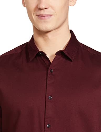 Image of The Indian Garage Co Men Regular Fit Solid Full Sleeves Spread Collar Formal Shirt