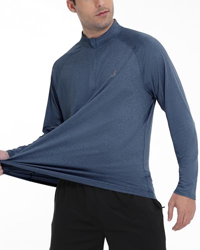 Roadbox Quarter Zip Pullover Men Sun Shirts, Running Workout Long Sleeve UV Shirt, UPF 50+ Quick Dry Athletic Rash Guard4