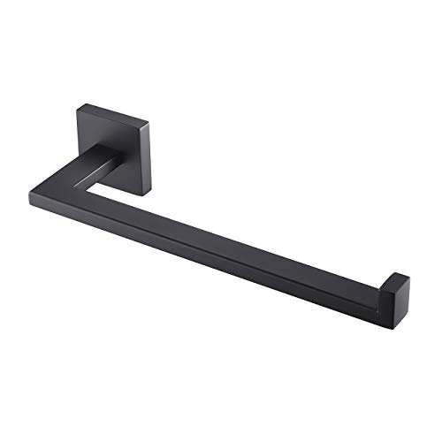 Hoooh Bath Towel Holder - Matte Black Hand Towel Ring For Bathroom Kitchen Sus 304 Stainless Steel Contemporary Style Wall Mount, D106-Bk #TOP14