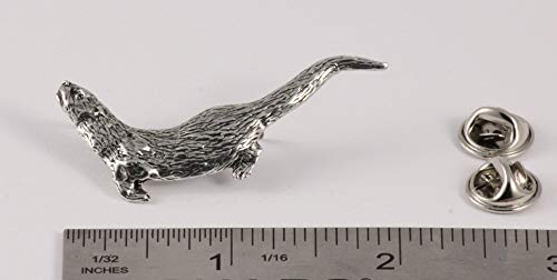 Imán decorativo artesanal de nutria de río en peltre antiguo miniatura 2