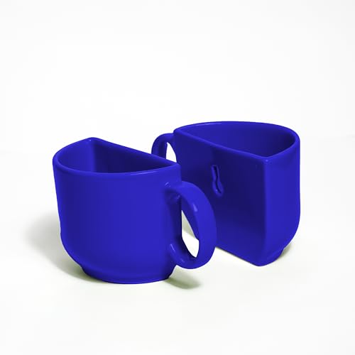 Image of QIMACPLUS Decorative Half Cup Wall Planter, Ceramic, Set of 2 Traditional Decorative Theme Gift to Love one Blue