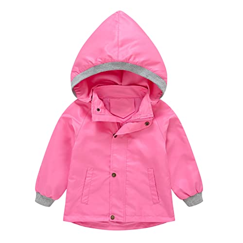 Veste à capuche enfant chaude avec fermeture éclair et poche rose