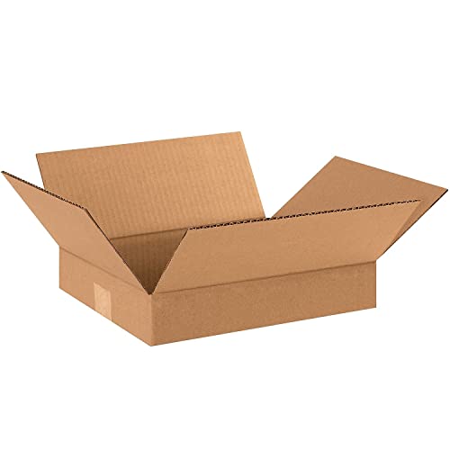 Image of BOX USA 12 x 10 x 2 Corrugated Cardboard Boxes, Flat 12'L x 10'W x 2'H, Pack of 25 | Shipping, Packaging, Moving, Storage Box for Home or Business, Strong Wholesale Bulk Boxes